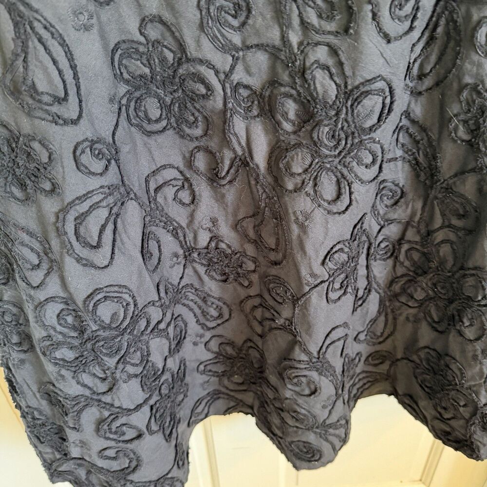 Evan-Picone Women’s Size 14 Black Scoop Neck A-Line Floral Embroidered Dress - Picture 9 of 12